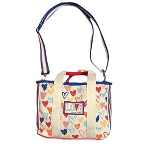 Brighton Red, White & You Mini Canvas Tote Bag with Hearts & Love!
